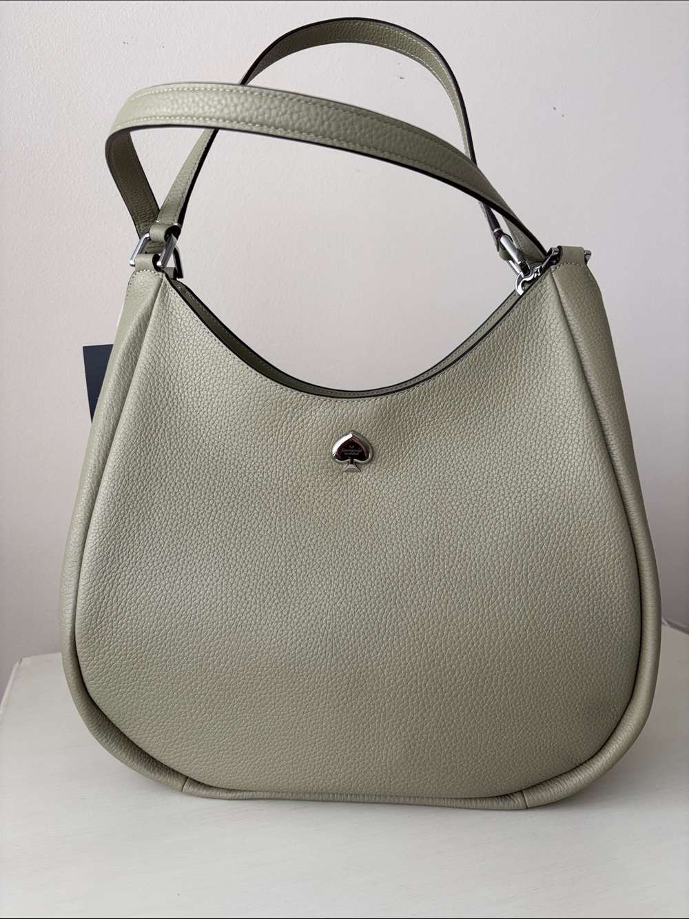 kate spade light olive pebbled leather shoulder hobo